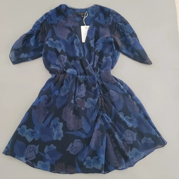 Ted Baker Juleah Floral Ruched Sleeve Detail Mini Dress 1 TB (4 US) $295 - Picture 5 of 13